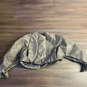 *RARE* Lil Uzi Vert Rolling Loud 2023 Olive Crop Top Leather Jacket Large